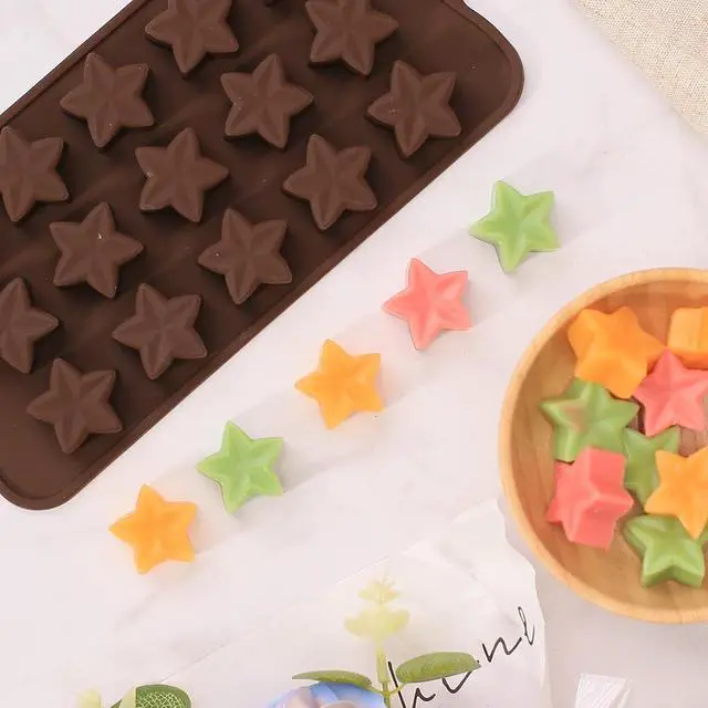 Alt view image 7 of 7 - Small Star Silicone Molds, 15 Cavities Star Chocolate Molds for Candy/Gummy/Jelly/Fruit Snack, Mini 3D Stars Mold for Wax Melt/Resin, 2 Pcs