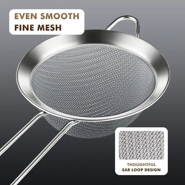 Alt view image 5 of 7 - NileHome 3 Piece Stainless Steel Mesh Strainers,Silver(2.8"+4.6"+6.3")