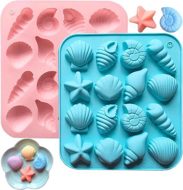 Main image of 2PCS Seashell Chocolate Molds Shell Mold Ocean Theme Mold Beach Themed Candy Molds for Candy Chocolate Cake Decorations