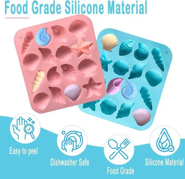 Alt view image 3 of 7 - 2PCS Seashell Chocolate Molds Shell Mold Ocean Theme Mold Beach Themed Candy Molds for Candy Chocolate Cake Decorations