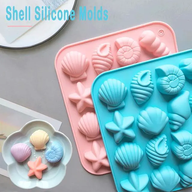 Alt view image 6 of 7 - 2PCS Seashell Chocolate Molds Shell Mold Ocean Theme Mold Beach Themed Candy Molds for Candy Chocolate Cake Decorations