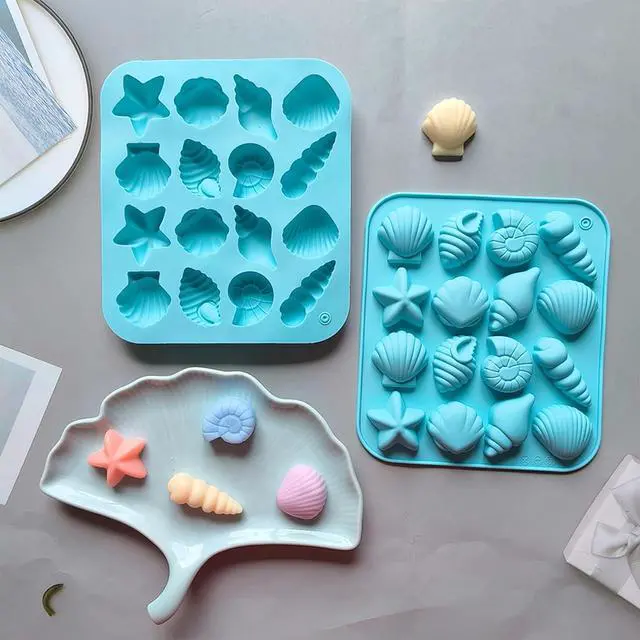 Alt view image 7 of 7 - 2PCS Seashell Chocolate Molds Shell Mold Ocean Theme Mold Beach Themed Candy Molds for Candy Chocolate Cake Decorations