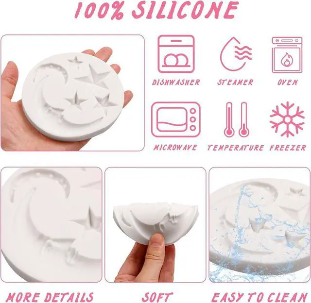 Alt view image 3 of 7 - Moon Stars Silicone Fondant Molds Chocolate Candy Baking Molds for Gumpaste Sugarcraft Tool Cake Decorating Tools Epoxy Resin DIY Polymer Clay