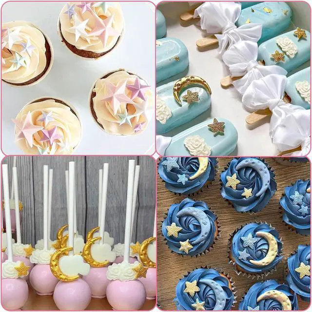 Alt view image 4 of 7 - Moon Stars Silicone Fondant Molds Chocolate Candy Baking Molds for Gumpaste Sugarcraft Tool Cake Decorating Tools Epoxy Resin DIY Polymer Clay