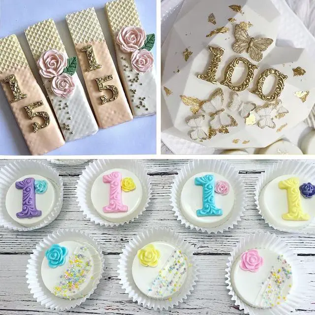 Alt view image 7 of 7 - Number Molds, AIMEIKI 2 Pack 3D Silicone Number 0-9 Embossed Fondant Chocolate Baking Molds for Decorating Birthday Cake Candy Chocolate DIY Craft Projects