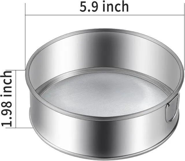 Alt view image 2 of 5 - 1 Pc Flour Sifter,Stainless Steel Fine Mesh Strainers Flour Sieve,60 Mesh Round Sifter for Baking Cake Bread (6-Inch)