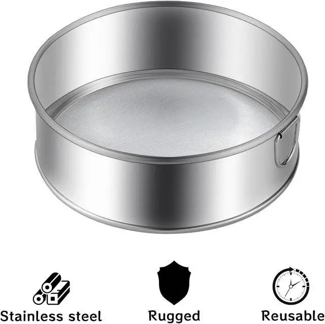 Alt view image 3 of 5 - 1 Pc Flour Sifter,Stainless Steel Fine Mesh Strainers Flour Sieve,60 Mesh Round Sifter for Baking Cake Bread (6-Inch)
