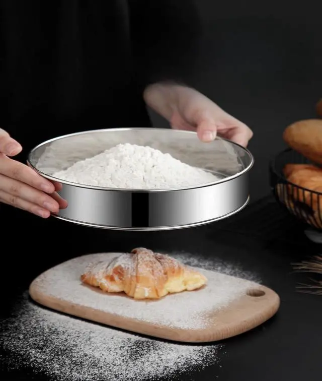 Alt view image 5 of 5 - 1 Pc Flour Sifter,Stainless Steel Fine Mesh Strainers Flour Sieve,60 Mesh Round Sifter for Baking Cake Bread (6-Inch)