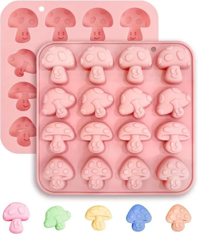 Main image of 2PCS Mushroom Silicone Mold - 16 Cavity 3D Cute Mushroom Gummy Molds