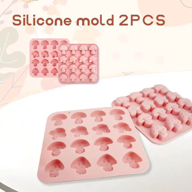 Alt view image 3 of 6 - 2PCS Mushroom Silicone Mold - 16 Cavity 3D Cute Mushroom Gummy Molds