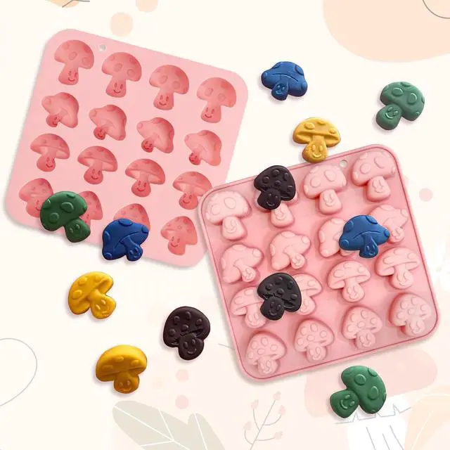 Alt view image 5 of 6 - 2PCS Mushroom Silicone Mold - 16 Cavity 3D Cute Mushroom Gummy Molds