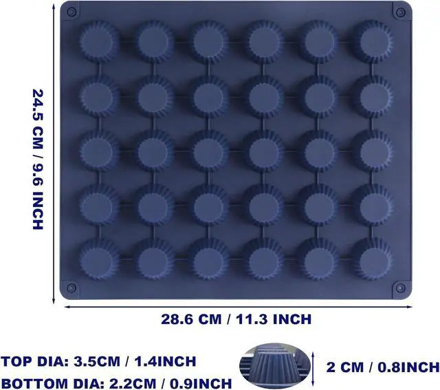 Alt view image 2 of 6 - Peanut Butter Cup Molds, Bite-Size Chocolate Molds, Silicone Mold for Keto Fat Bomb, Jelly, Ice and Cordial, 2 PCS (Blue, Bite-Size)