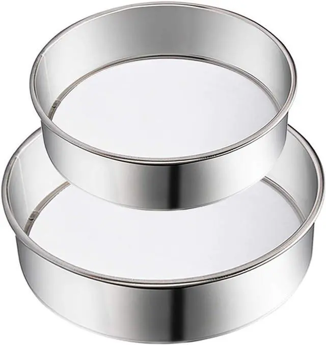 Main image of 2 Pack Flour Sifter,Stainless Steel Fine Mesh Strainers Flour Sieve,60 Mesh Round Sifter for Baking Cake Bread (6-Inch and 8-Inch)