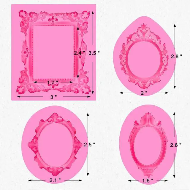 Alt view image 2 of 7 - JOERSH Baroque Frame Silicone Fondant Mold, 4Pcs