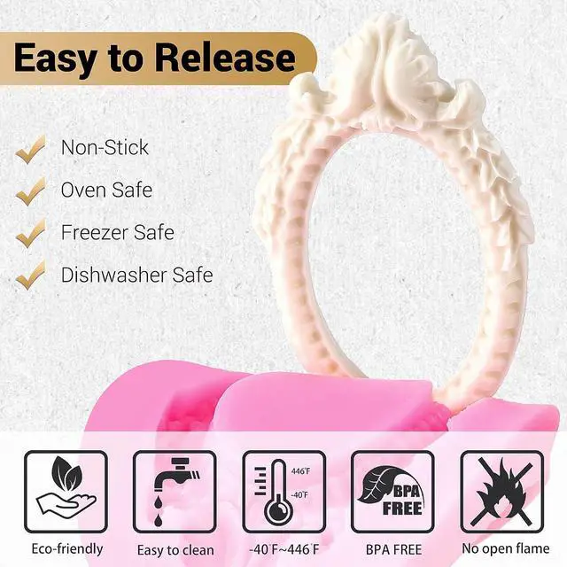 Alt view image 3 of 7 - JOERSH Baroque Frame Silicone Fondant Mold, 4Pcs