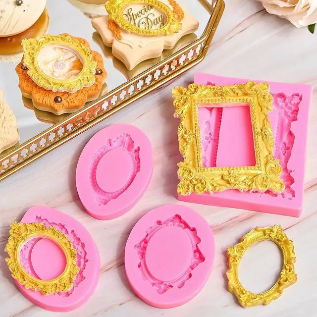 Alt view image 4 of 7 - JOERSH Baroque Frame Silicone Fondant Mold, 4Pcs