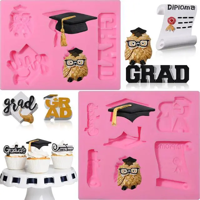 Main image of Graduation Molds Silicone, Graduation Fondant Molds With Owl Grad Cap Diploma Scroll Silicone Molud For Chocolate Candy Cookie Cupcake Cake Decoration for 2025 Graduation Celebration