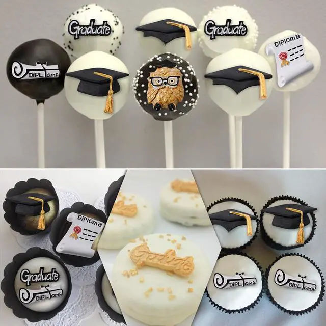 Alt view image 2 of 7 - Graduation Molds Silicone, Graduation Fondant Molds With Owl Grad Cap Diploma Scroll Silicone Molud For Chocolate Candy Cookie Cupcake Cake Decoration for 2025 Graduation Celebration