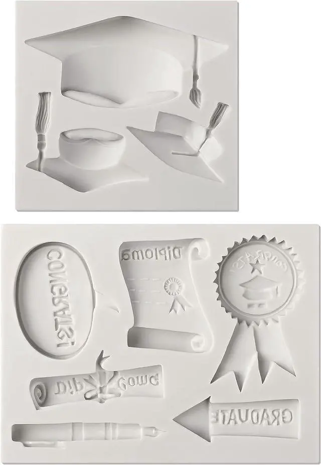 Main image of Sakolla Graduation Fondant Molds Silicone Doctoral Cap Diploma Chocolate Candy Molds Congrats Grad Congratulations Mould Cake Toppers Party Decorations for 2026 Graduation Celebration