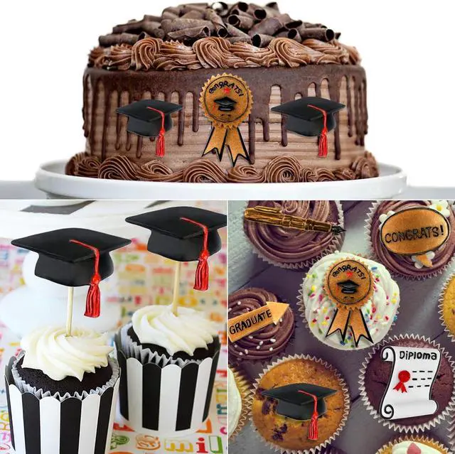Alt view image 5 of 6 - Sakolla Graduation Fondant Molds Silicone Doctoral Cap Diploma Chocolate Candy Molds Congrats Grad Congratulations Mould Cake Toppers Party Decorations for 2026 Graduation Celebration
