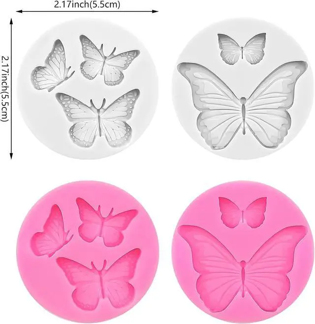 Alt view image 2 of 7 - 4 Pcs Butterfly Silicone Molds Mini Butterfly Fondant Mold Cute Soap Epoxy Resin Mold Sugarcraft Candy Chocolate Molds for Sugarcraft Cake Decorating