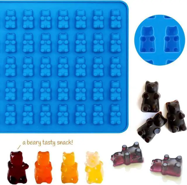 Alt view image 4 of 7 - Sidosir 4Pcs Gummy Candy Bear Molds, Non-stick Silicone Chocolate Mold for Dinosaur, Donut, Heart, Silicone Candy Molds with 2 Droppers