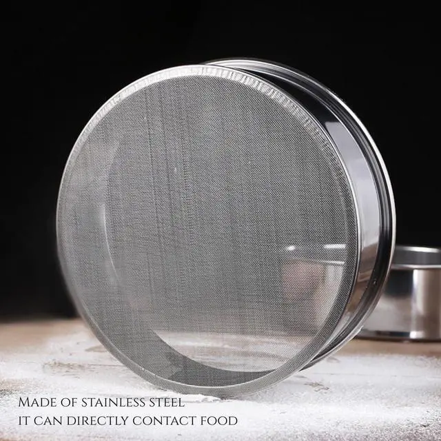 Alt view image 4 of 7 - 1Pcs 8"Flour Sieve Stainless Steel Round With 40 Mesh Flour Sifter For Baking