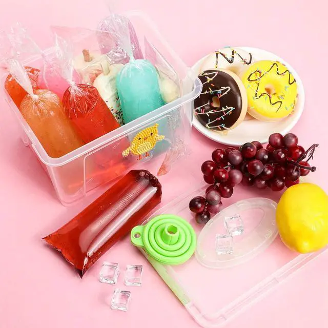 Alt view image 4 of 7 - Boao 240 Pcs Ice Bolis Bags Disposable Pop Bags with Funnel,3 X 10 Inch