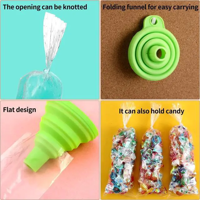 Alt view image 6 of 7 - Boao 240 Pcs Ice Bolis Bags Disposable Pop Bags with Funnel,3 X 10 Inch
