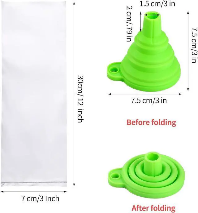 Alt view image 7 of 7 - Boao 240 Pcs Ice Bolis Bags Disposable Pop Bags with Funnel,3 X 10 Inch