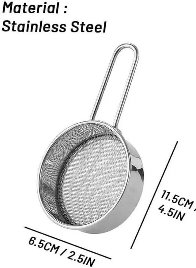 Alt view image 2 of 7 - 1 Pc Sliver Flour Sifter Fine Mesh Round Stainless Steel Strainer with Long Handle Cocoa Matcha Powder Filter Spoon,Mini Flour Sifter Drainer for Baking