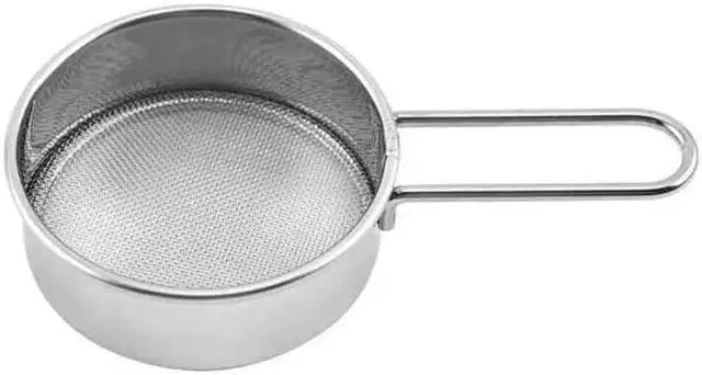 Alt view image 6 of 7 - 1 Pc Sliver Flour Sifter Fine Mesh Round Stainless Steel Strainer with Long Handle Cocoa Matcha Powder Filter Spoon,Mini Flour Sifter Drainer for Baking