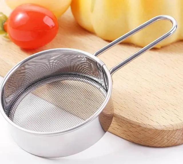 Alt view image 5 of 7 - 1 Pc Sliver Flour Sifter Fine Mesh Round Stainless Steel Strainer with Long Handle Cocoa Matcha Powder Filter Spoon,Mini Flour Sifter Drainer for Baking
