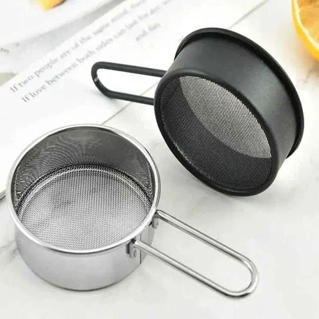 Alt view image 7 of 7 - 1 Pc Sliver Flour Sifter Fine Mesh Round Stainless Steel Strainer with Long Handle Cocoa Matcha Powder Filter Spoon,Mini Flour Sifter Drainer for Baking