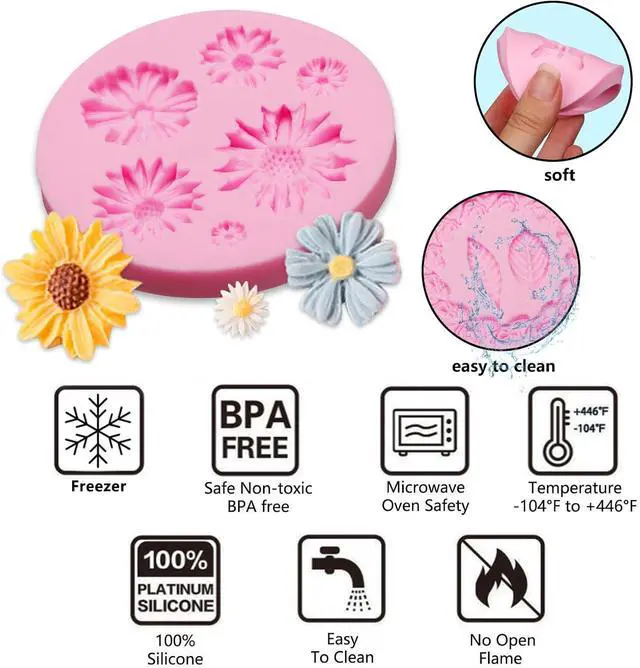 Alt view image 3 of 7 - Butterfly Molds Silicone, 6 Pakcs Flowers Chocolate Molds for Cake Pops, Strawberries Baking Cupcakes Toppers Resin Clay