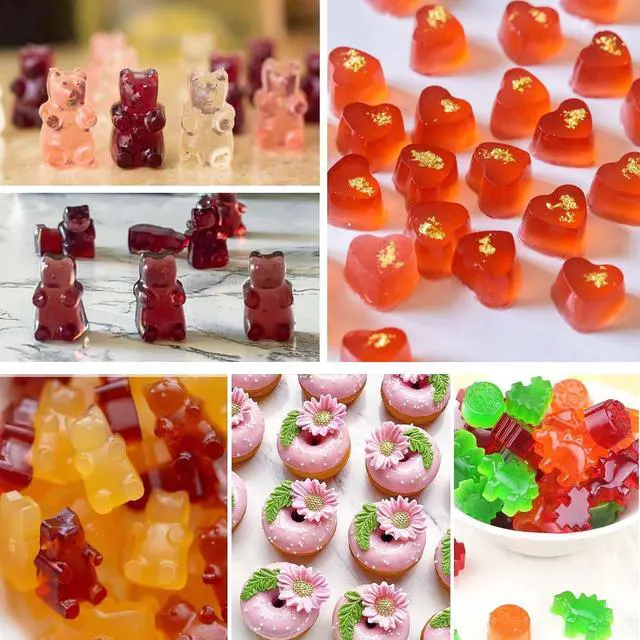 Alt view image 7 of 7 - Sidosir 4Pcs Gummy Candy Bear Molds, Non-stick Silicone Chocolate Mold for Dinosaur, Donut, Heart, Silicone Candy Molds with 2 Droppers