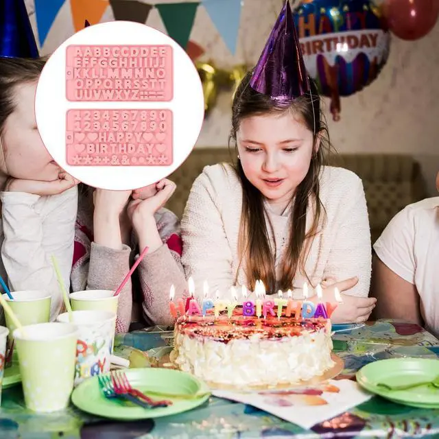 Alt view image 6 of 7 - 2 Pcs Letter Molds Silicone Number Alphabet Chocolate Candy Molds Non-Stick Happy Birthday Cake Decorations Baking Mould for Party
