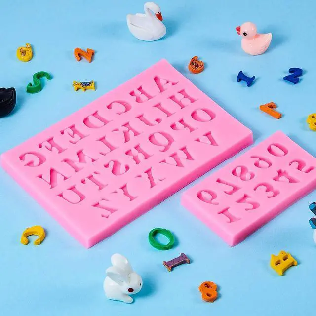 Alt view image 5 of 7 - Patelai 4 Pcs Silicone Letter Molds Uppercase Lowercase Letter and 0-9 Numbers Molds for Chocolate Fondant Handmade Soap Making for Baking Cookies Desserts and Cake(Pink)