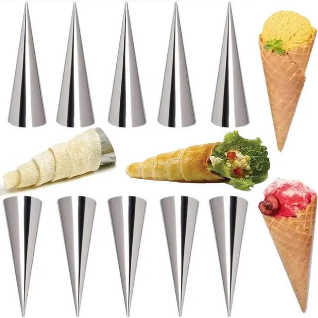 Main image of 10 Pack Large Cream Horn Forms 5-inch, Non-stick Horns Pastry Mould Croissant Baking Forms for Baking Croissants Bead, Chocolate Croissant, Brioche Rolls, Ice Cream Cone Party Dessert