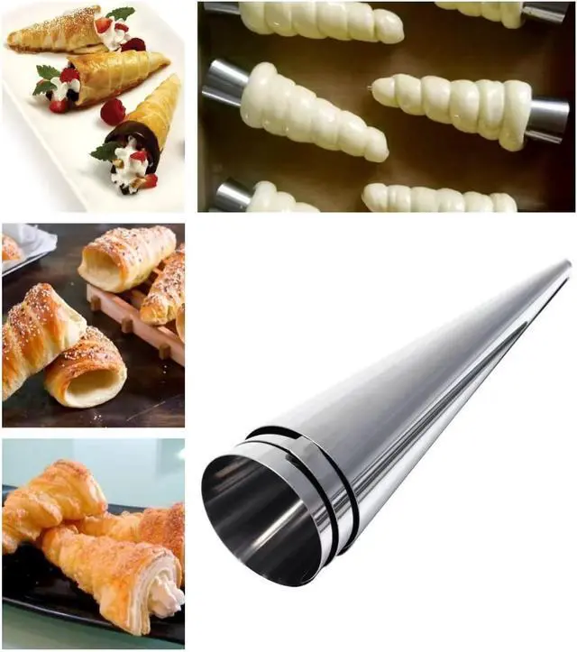 Alt view image 2 of 7 - 10 Pack Large Cream Horn Forms 5-inch, Non-stick Horns Pastry Mould Croissant Baking Forms for Baking Croissants Bead, Chocolate Croissant, Brioche Rolls, Ice Cream Cone Party Dessert