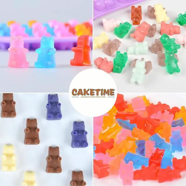 Alt view image 5 of 7 - Gummy Molds Bear Candy Silicone - Mini Size Chocolate Gummy Molds with 2 Droppers Nonstick Food Grade Silicone Molds Pack of 4