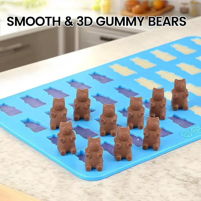 Alt view image 6 of 7 - Gummy Molds Bear Candy Silicone - Mini Size Chocolate Gummy Molds with 2 Droppers Nonstick Food Grade Silicone Molds Pack of 4