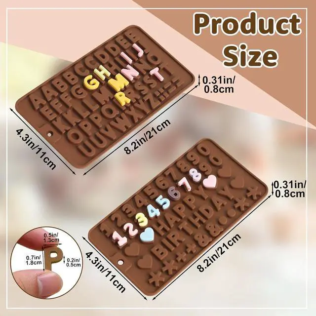 Alt view image 2 of 7 - 4 PCS Silicone Chocolate Molds, Silicone Letter Molds and Number Chocolate Mold with Happy Birthday Cake Decorations Symbols, Candy & Chocol Mold for Cookie Ice Candy (4 Letter Moulds)