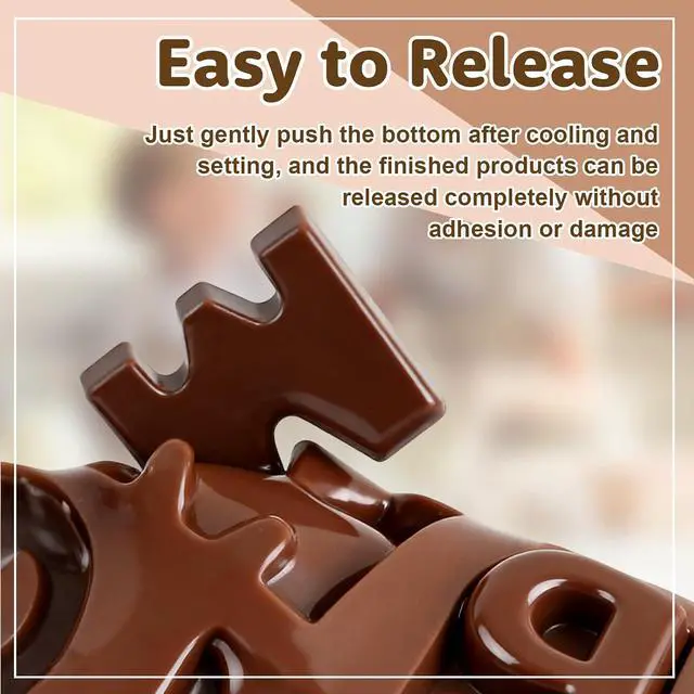 Alt view image 4 of 7 - 4 PCS Silicone Chocolate Molds, Silicone Letter Molds and Number Chocolate Mold with Happy Birthday Cake Decorations Symbols, Candy & Chocol Mold for Cookie Ice Candy (4 Letter Moulds)