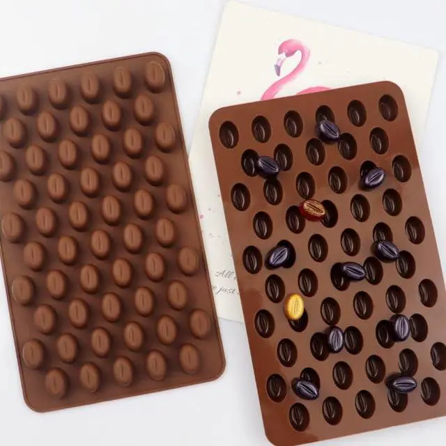 Main image of 2 Pack, Cute Coffee Bean Shaped Silicone Chocolate Candy Cake Mold