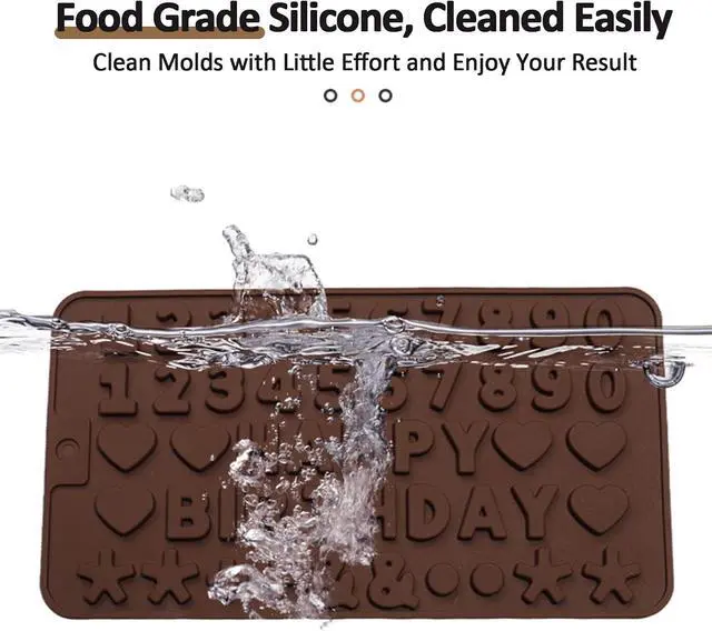 Alt view image 6 of 7 - 4 PCS Silicone Chocolate Molds, Silicone Letter Molds and Number Chocolate Mold with Happy Birthday Cake Decorations Symbols, Candy & Chocol Mold for Cookie Ice Candy (4 Letter Moulds)