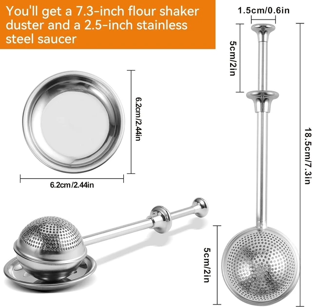 Alt view image 2 of 7 - Flour Duster for Baking, 1 PCS Flour Sifter for Baking Powdered Sugar Shaker Duster, 304 Stainless Steel Dusting Wand Sprinkler and ToolsSpices and Tea Strainers (1)