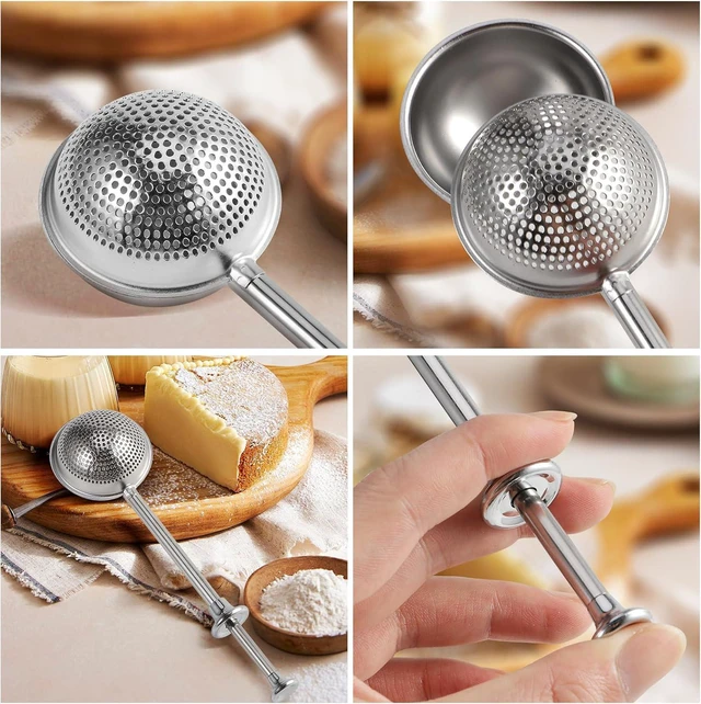 Alt view image 4 of 7 - Flour Duster for Baking, 1 PCS Flour Sifter for Baking Powdered Sugar Shaker Duster, 304 Stainless Steel Dusting Wand Sprinkler and ToolsSpices and Tea Strainers (1)