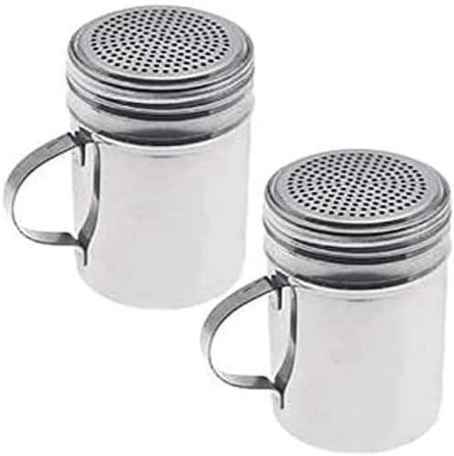 Main image of Stainless Steel Versatile Dredge Shaker, Set of 2 Powder Sugar Shaker Duster, Stainless Steel Powder Sugar Shaker with Handle, Sifter For Cinnamon Sugar Pepper Powder Cocoa Flour (silver)