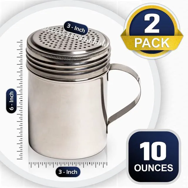 Alt view image 3 of 3 - Stainless Steel Versatile Dredge Shaker, Set of 2 Powder Sugar Shaker Duster, Stainless Steel Powder Sugar Shaker with Handle, Sifter For Cinnamon Sugar Pepper Powder Cocoa Flour (silver)